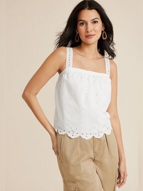 Maurices Eyelet Swing Tank Top - White
